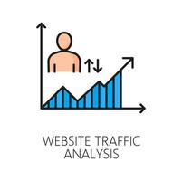 Website traffic analysis, web audit line icon vector