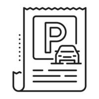 Parking receipt line icon automatic garage service vector