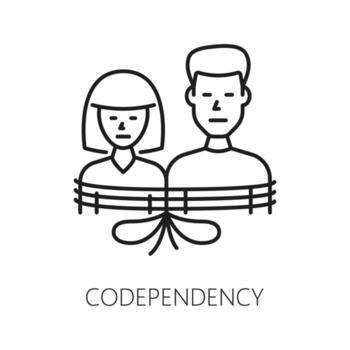codependencia psicológico problema línea icono vector