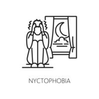 Human nyctophobia phobia icon, mental health icon vector