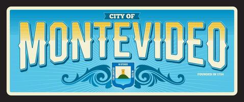 City of Montevideo, old travel sticker vector