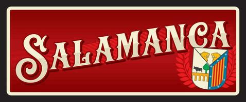 Salamanca, Spanish vintage city plate vector