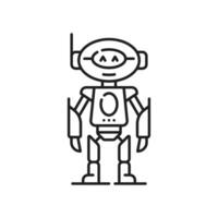 Robot outline icon of metallic humanoid figure vector