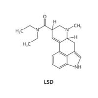 LSD drug molecule formula and chemical structure vector