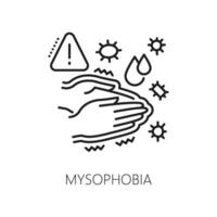 Human mysophobia phobia, mental health icon vector