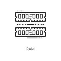 Computer industry hardware and software line icon vector