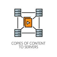 Copies of content to servers, SDC outline icon vector