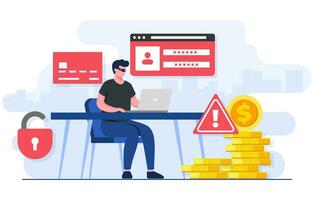 Phishing concept flat illustration concept, Hackers stealing bank details, Steal money, Credit card scam, Hacker attack, Database security vector