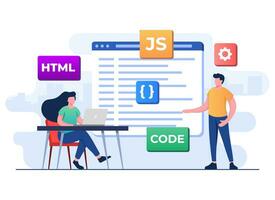 Web developer wiring code or program using laptop, Computer programming, Java, HTML symbols, Web design, Software, application design, programming languages, developing, website, programmer vector