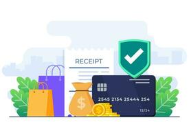 Making payment using credit card, Online payment concept, Cashless secure mobile payment, Online banking, Secure transaction, vector