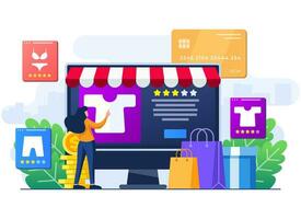Buy clothes from online clothing store, Online shopping, Order online, e-commerce website, Digital or Virtual marketplace, Internet store flat illustration for landing page, web design, infographic vector