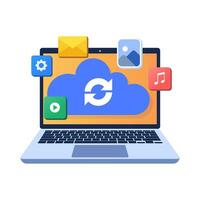 Cloud computing and database service, Synchronize data, Secure file sharing, Upload and download files in the cloud server, Data backup, Online cloud storage, Online server to store and share data vector