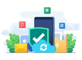Cloud computing and database service, Synchronize data, Secure file sharing, Upload and download files in the cloud server, Data backup, Online cloud storage, Online server to store and share data vector