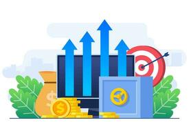 Financial and Investment growth concept flat illustration vector template, Passive income, Save money, Profit growth, Business plan strategy, Growth business finance, Financial planning