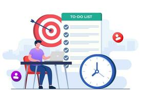 Schedule time management, Time management, To-do list with task priorities, organizing schedule, Checklist, Deadline concept, Project management vector