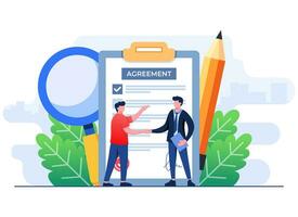 Agreement concept flat illustration template, Contract, Startup, Business Partnership, Business collaboration concept for web design, landing page, banner, infographic, social media, ui, app vector