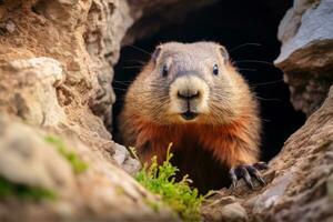 ai generado imagen de marmota foto