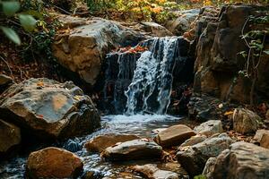 ai generado foto de un hermosa cascada en el bosque