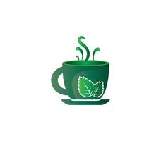 Green Healthy Tea Logo Design Concept vector