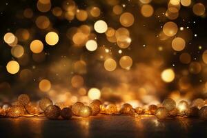 AI generated golden  lights background photo