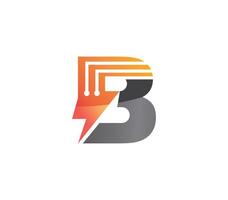 B Electric Power Alphabet Logo Design Concept vector
