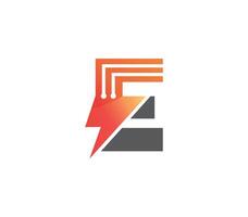 E Electric Power Alphabet Logo Design Concept vector