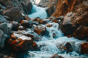 ai generado foto de un hermosa cascada en el bosque