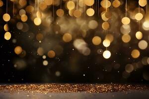 AI generated golden  lights background photo