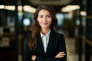 AI generated Portrait of an office worker of a beautiful business boss in a suit photo