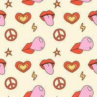 Retro groovy seamless pattern vector illustration