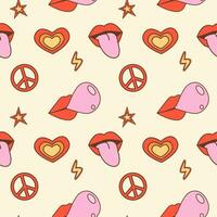 Retro groovy seamless pattern vector illustration