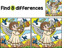 Christian Angel with Trumpet Find The Differences vector