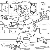 Running Zombie Coloring Page for Kids vector