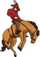 vaquero caballo rodeo dibujos animados de colores clipart vector