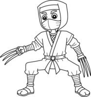 ninja con garras aislado colorante página para niños vector