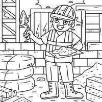 Construction Worker with Plaster Coloring Page vector