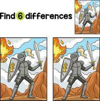 Knight in a Fighting Pose Find The Differences vector