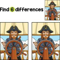 Pirate at the Helm Find The Differences vector