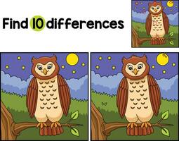 Owl Animal Find The Differences vector