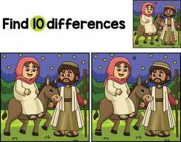 Christian Mary and Joseph Find The Differences vector