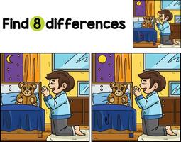 Christian Praying Child Find The Differences vector