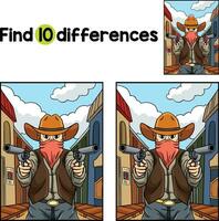 Cowboy Pointing Gun Find The Differences vector