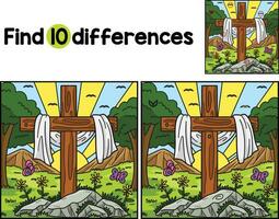 Christian Cross Draped Fabric Find The Differences vector