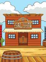 Cowboy Saloon Colored Cartoon Illustration vector