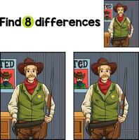 Cowboy Sheriff Find The Differences vector