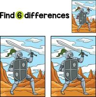 Knight Attacking Pose Find The Differences vector