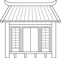 Ninja House Isolated Coloring Page for Kids vector