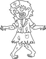 Zombie Nurse Isolated Coloring Page for Kids vector