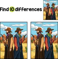 Cowboy Duel Find The Differences vector