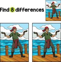 Pirate with a Gun Find The Differences vector